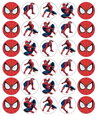 30 Spiderman Edible Wafer Paper Cupcake Toppers Wafer Paper Fairy Cake Toppers • £2.50