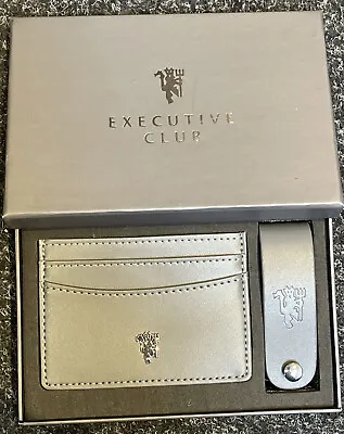 Manchester United Executive Club Leather Card Holder & Moneyclip Grey - BNIB • £120