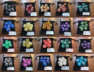 7 Dice Set For RPG Games D&D PST Role Playing D20 Poly Dice • £4.99