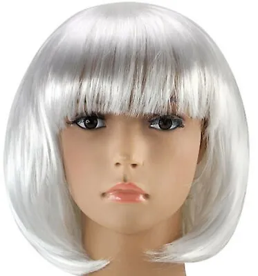 Silver Ladies Womens Fashion Short Bob Style Full Wig Fancy Dress Party Cosplay • £2.85