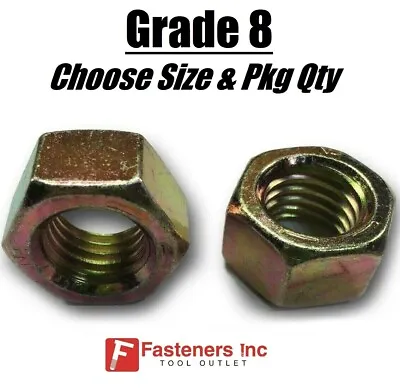 Zinc Plated Grade 8 Steel Hex Nuts Yellow Finished Nuts - 1/4  To 2-1/2  • $14.73