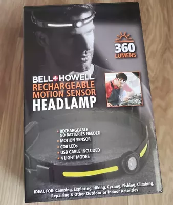 Bell + Howell Rechargeable Motion Sensor Headlamp  USB Cable 4 Light Modes NIB • $19.99