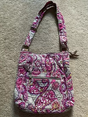 Vera Bradley Paisley Meets Plaid Pink Tan Tote Purse Shoulder Bag Hobo Crossbody • $14.94