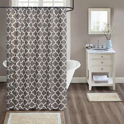 Bathroom Shower Curtain Waterproof Extra Long With Hooks Ring Mildew Resistant • £7.99
