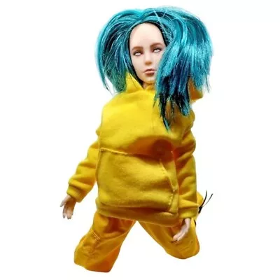 Billie Eilish Doll Playmates  Music Bad Guy Posable Teal Black Hair Outfit Yello • $22