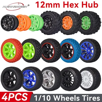 AUSTARHOBBY 1/10 Rally Tires 4pcs 12mm Hex Wheel Rubber Tyre For Traxxas RC Car • £11.53
