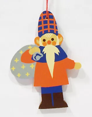 Erzgebirge Germany Elf Gnome Hiker With Sack Wooden Wood Fretwork Vntg Ornament • $14.99