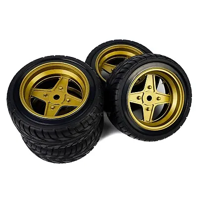 £22.99 • Buy 1/10 RC Road Wheels Tyres Retro 4 Spoke Gold For Tamiya TT02 Capri Mini Escort 