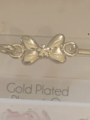 New Disney Gold Plated Minnie Mouse Bow Bracelet Boxed Discontinued Rare • £8.99