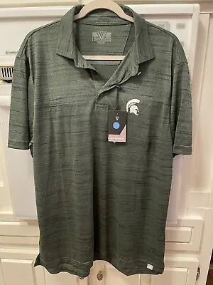 Michigan State Spartans Men’s SS Golf Shirt Size L Large Polyester Levelwear NEW • $10.74