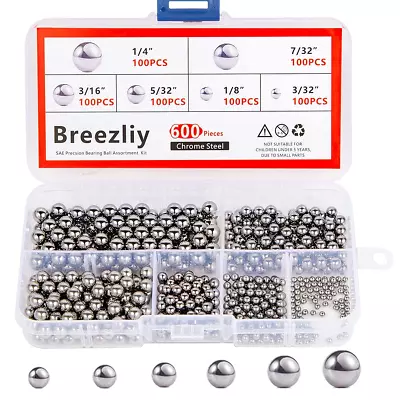 600 Piece 6 Sizes Assorted Loose Bicycle Bearing Balls 1/4  7/32  3/16  5/32  1/ • $12.69