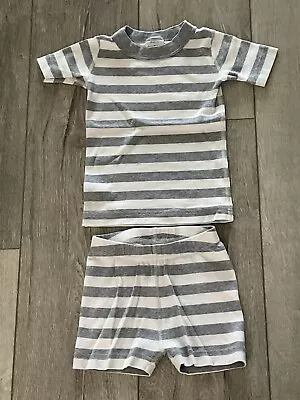 HANNA ANDERSSON Grey/White Striped PJ’s. Sz 3T. Good Condition • $10.99