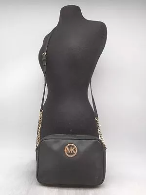 Michael Kors Fulton Black Pebble Leather Crossbody Handbag Purse • $24.99