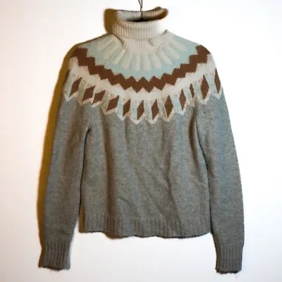 J. Crew Wool Alpaca Blend Knit Stretch Fair Isle Turtleneck Sweater In Supersoft • $36