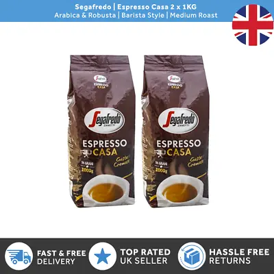 £20.99 • Buy 2x1kg Segafredo Casa Coffee Beans (Pack Of 2) Arabica & Robusta | Medium Roast
