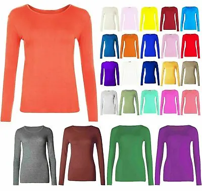 Adults Childrens Girls Long Sleeve Stretch Neon Top Fluorescent Plain T Shirt • £8.99