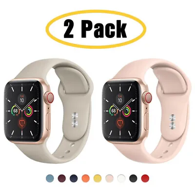 $6.64 • Buy 2 PACK Silicone Sport Band IWatch Strap For Apple Watch 7 6 5 4 3 2 1 SE 45 44mm