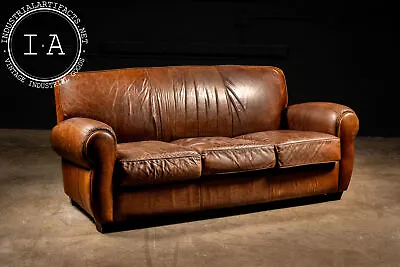 Vintage Espresso Club Sofa • $4125.99