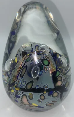 Signed R KARG? Egg Shape Glass Paperweight Handblown Dichroic Art Sculpture 5” • $74.99