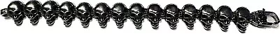 Men's Stainless Steel Skull Head Skeleton Link Gothic Biker Cuff 9” Bracelet EUC • $14.69