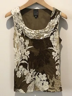 Due Per Due Tank Top 6 Silk Shell Floral Beaded Lined Career Wear Capsule Y2K • $34.99