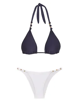 Vix By Paula Hermanny Paula Halter Bikini Top Sz L & Brazilian Bottom Sz M White • $98