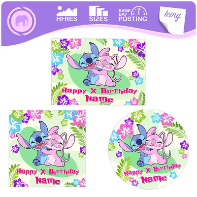 £2.99 • Buy Angel & Stitch Personalised Cake Topper Decoration Edible Icing Sizes Inc Costco
