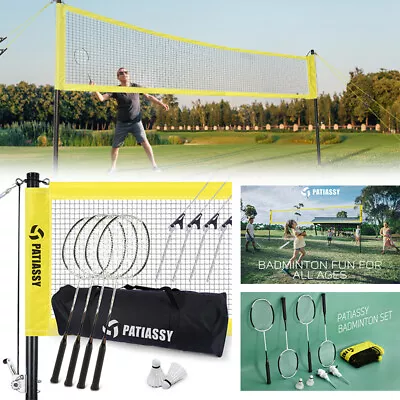 Professional Badminton Set W/ 4 Badminton Rackets Outdoor Portable Badminton Net • $80.55