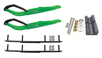 C&A Pro Green Razor Snowmobile Skis W/ 6  Round Bars Complete Kit • $368.02