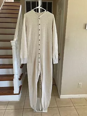 Vintage Duofold Cotton/Wool One Piece Pajama Long Johns Tan Butt Flap Large • $27.99