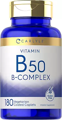 Carlyle Vitamin B50 Complex | 180 Caplets | Vegetarian Non-GMO Gluten Free • $19.07