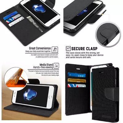 $4.95 • Buy IPhone 7 / 8 Plus Mercury Leather Wallet Cover Flip Magnetic Card Holder Case