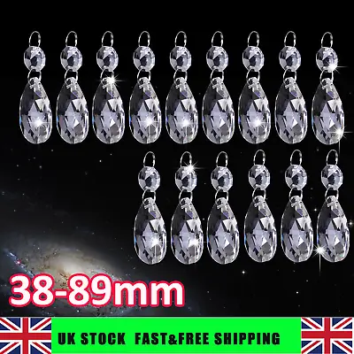 15pcs Clear Glass Crystal Chandelier Lamp Part Drops Prisms Hanging Pendant NEW • £17.59