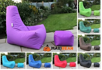 Large Bean Bag Gaming Chair Beanbag Indoor & Outdoor Garden Chair Incl Footstool • £49.95