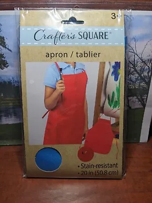 Crafter's Square Apron Red  20 Inch Stain Resistant Age 3 + New In Pack Blue • $2.99