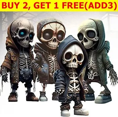 Halloween Cool Skeleton Figurines Resin Street Skull Statue Collectible Ornament • £11.99