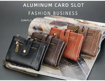 $21.99 • Buy Men's RFID Blocking Wallet Slots Leather Purse Card Slots Coins Holder Chain New