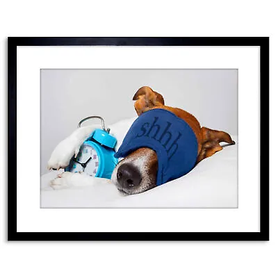 Photo Jack Russell Dog Sleeping Alarm Clock Facemask Framed Print 9x7 Inch • £15.99
