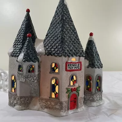 Vintage 1993 Prettique Lighted Christmas Village 'Kringle Toy MFG' House W/ Plug • $35.99