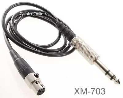 CablesOnline 3ft Mini XLR Female To 1/4  Stereo Male Plug Pro Lapel Mic Cable • $19.95