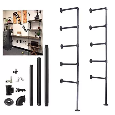 5 Tier Industrial Wall Mount Iron Pipe Shelf Shelving Bracket Vintage Retro C... • $77.40