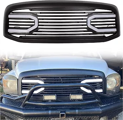 Black Front Big Horn Grille For 2006-2009 Dodge RAM 1500 2500 3500 (With Light) • $280.25