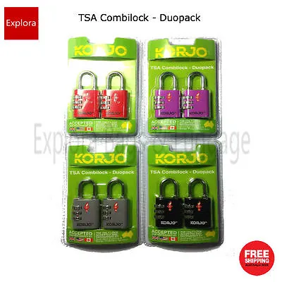 $29.99 • Buy Korjo TSA 3 Dial Luggage Combination Lock - Duopack