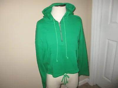 Ladies J Crew Kelly Green Magic Rinse Cropped Hoodie Sweatshirt BK327 Size S • $19.99