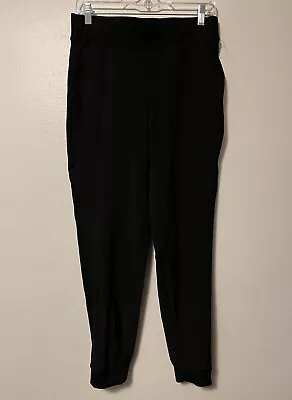 90 Degree By Reflex Woven Stretch Joggers Womens Medium Black Ribbed Sides NWOT • $9.99