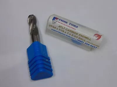 $19.98 • Buy 4 Flt 27/64 X 7/16 X 1 X 2-3/4 Ball End Mill Solid Carbide Un Coated