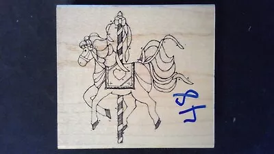 Carousel Horse Merry Go Round Cute Pony R103 Wooden & Rubber Stamp COMBINED SHIP • $2.50