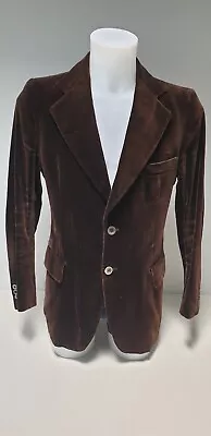 Vintage 70's Brown Velvet 2 Piece MR HARRY Suit FLARES Bell Bottoms 38/40 W35/36 • £135