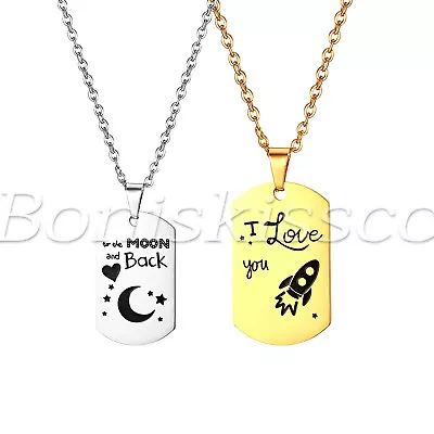 2pcs Couples Stainless Steel Matching Pendant Necklaces For Valentine's Day Gift • $10.99