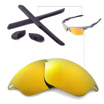 Walleva Polarized 24K Gold Replacemen​t+Black Rubber Kit For Oakley Fast Jacket • $19.99